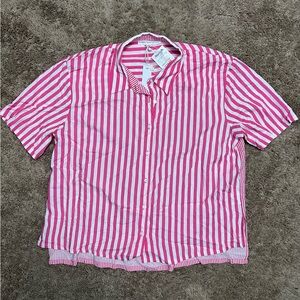 NWT Jane and Delancey Pink Striped Button-Up Top